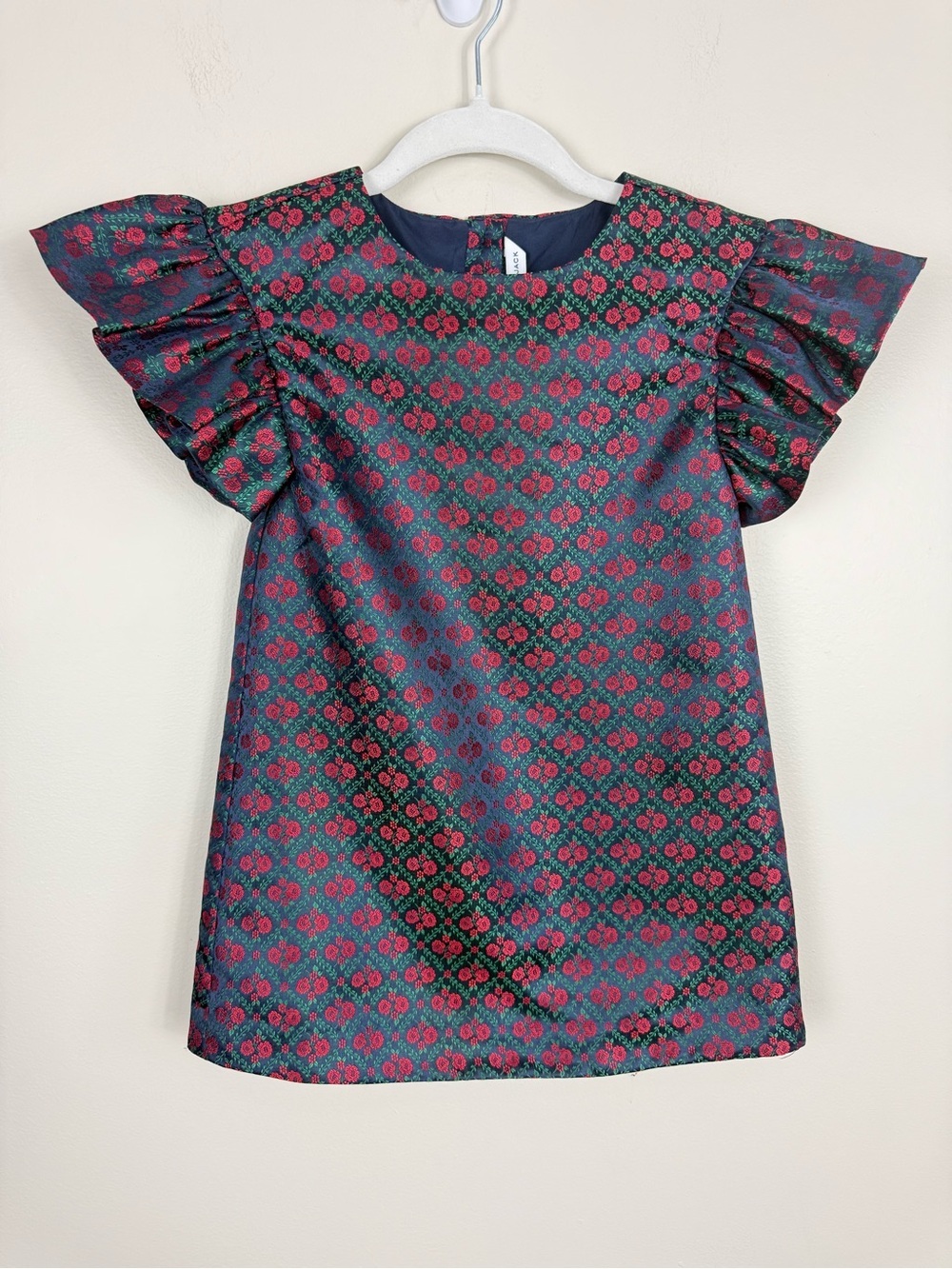 Janie and Jack Dress Girls 4 Red Green Hoiliday Ruffle Sleeve Christmas Party